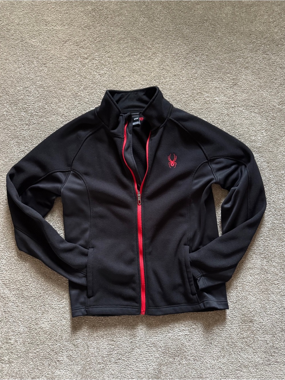 Spyder Black Utility Jacket with Red Zipper and Logo